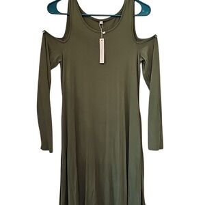 Olive Green Cold Shoulder Women's Dress Size Small NWT